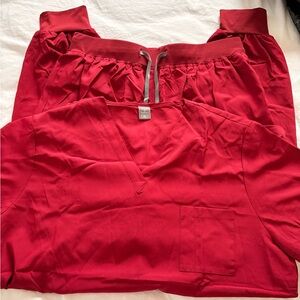 Maroon V-Neck Scrub Set